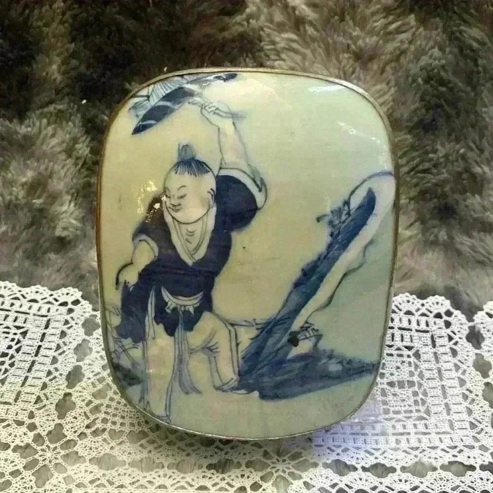 Vintage Porcelain Shard  Box/Silver plated copper. - Picture 5 of 16